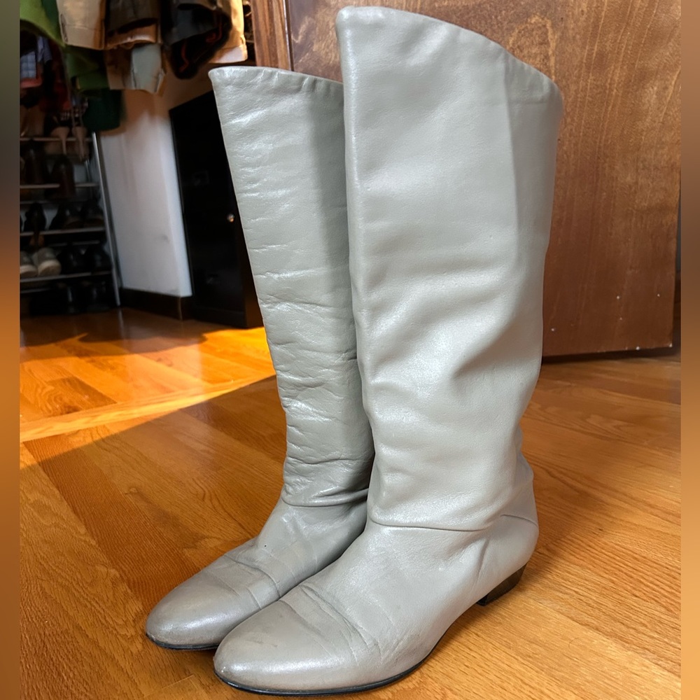 Vintage 80’s Cream Leather Slouchy Boots